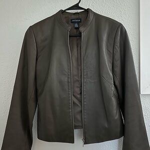 Ann Taylor Women's Dark Olive Leather Jacket